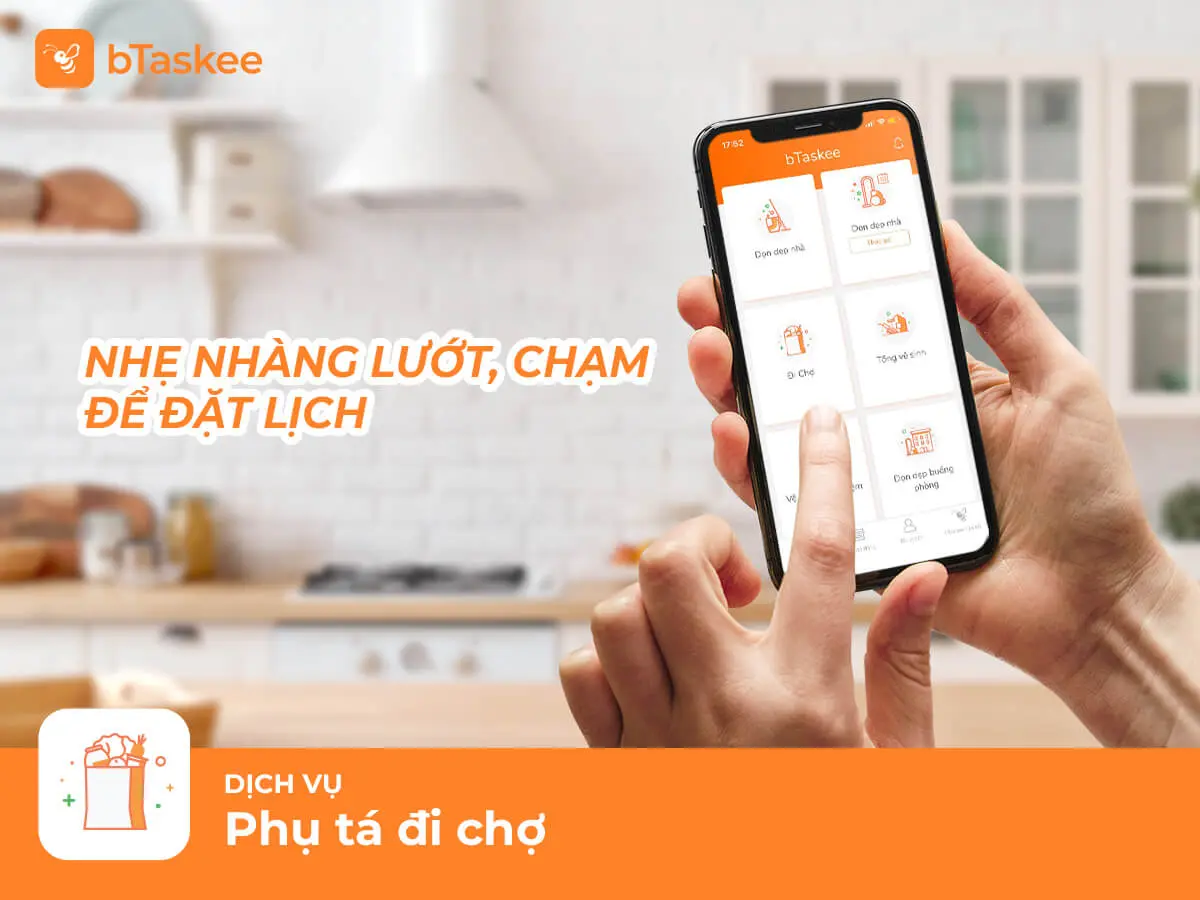 Thao tác đặt lịch dịch vụ bTaskee nhẹ nhàng, dễ dàng