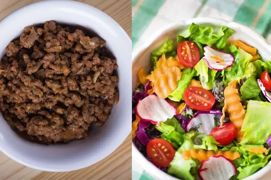 Kết hợp thịt bò xào cùng salad