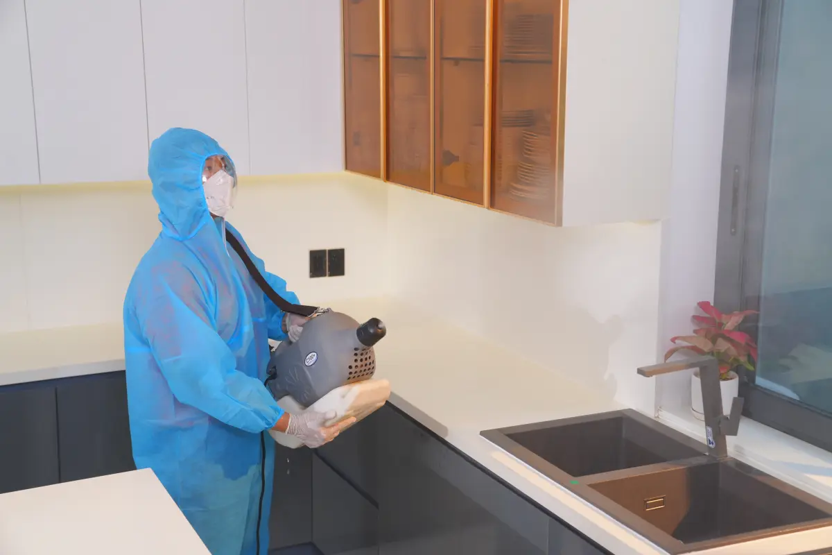 bTaskee's tasker executes disinfection fogging in one of their customer