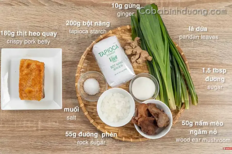 Nguyên liệu nấu chè bột lọc heo quay
