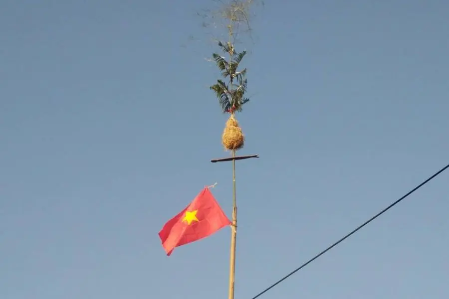 Cây nêu có ý nghĩa bảo vệ cuộc sống của con người và đem tới những điều may mắn trong năm mới.