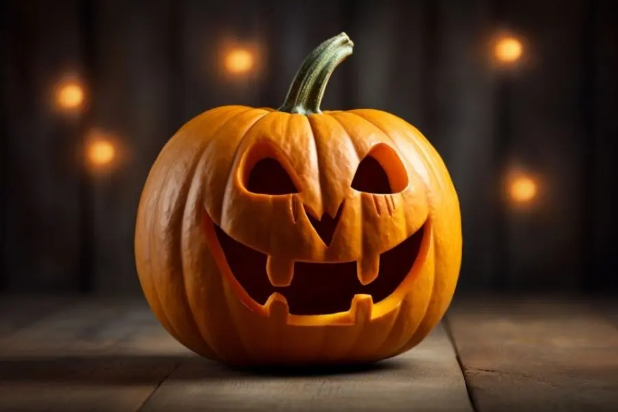 Tạo hình cho trái bí ngô Halloween độc đáo.