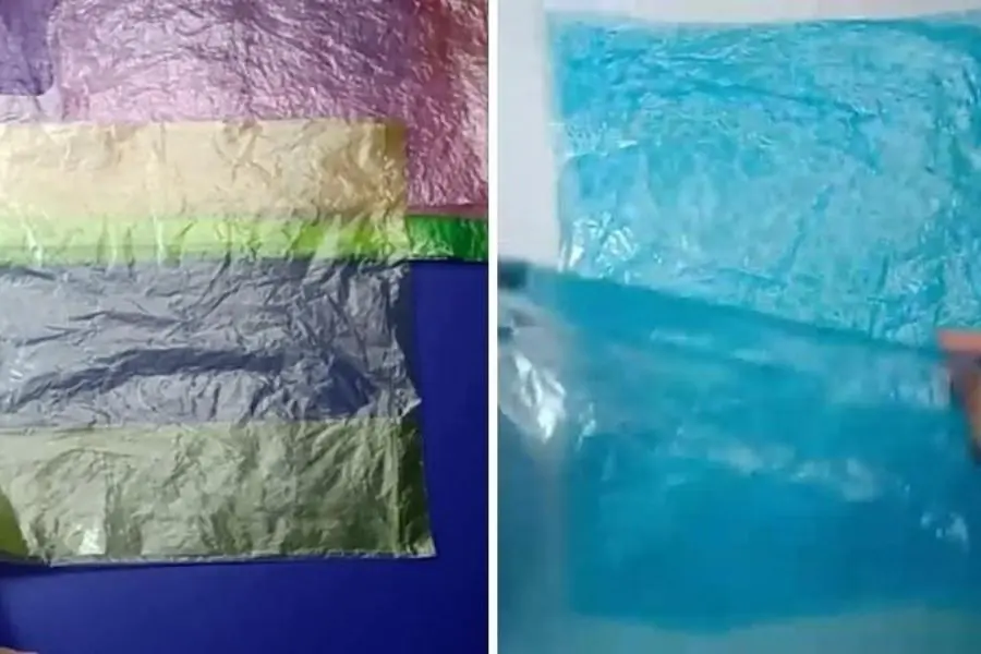 Cắt nilon thành các mảnh bằng nhau, vuốt phẳng.