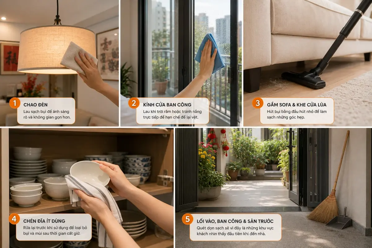 Gia đình nên kiểm tra những góc dễ bỏ sót để hoàn thiện việc dọn nhà trước Trung thu.