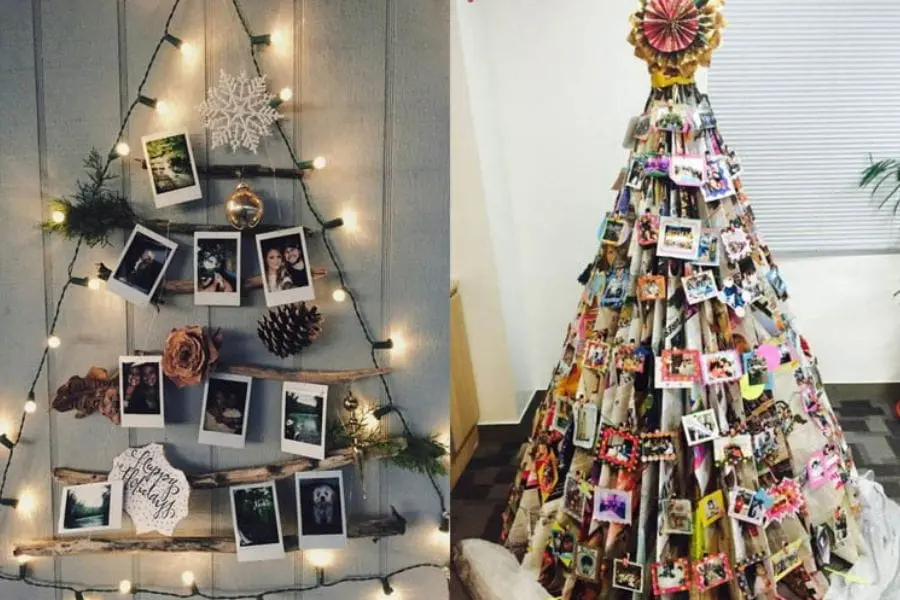 Lưu giữ kỷ niệm khi trang trí cây thông Noel cùng ảnh chụp cùng những người thân yêu.