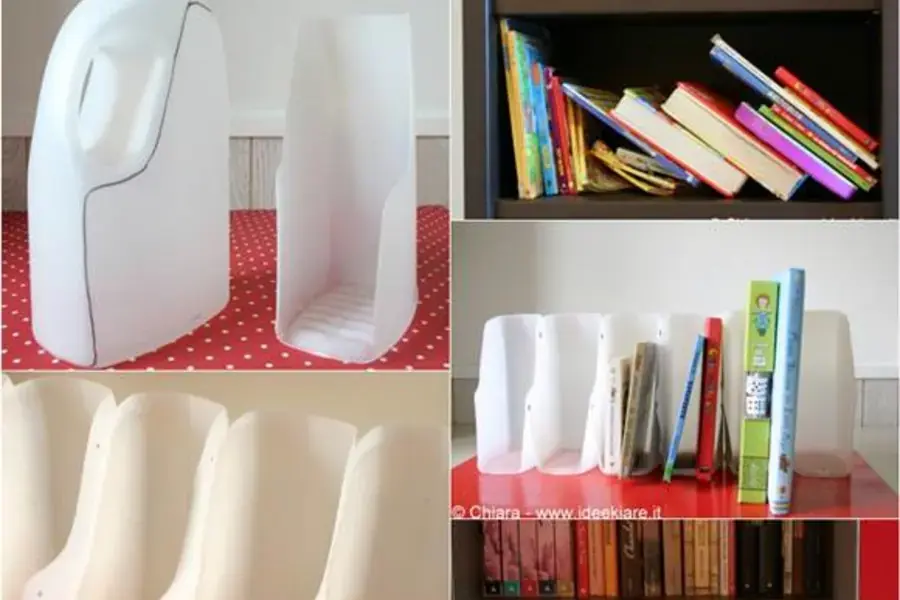 Tủ sách từ chai nhựa cũng rất đẹp mắt.