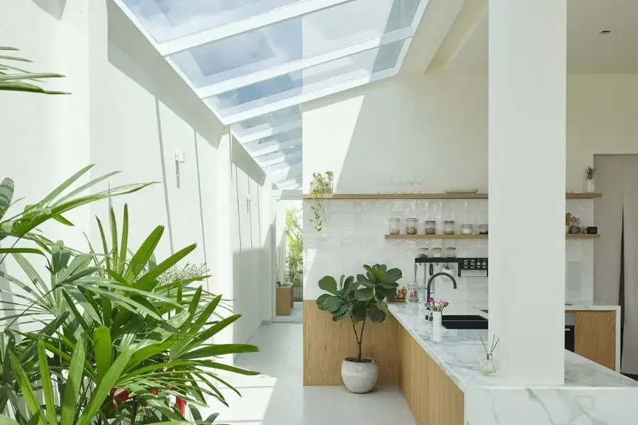 Giếng trời có mái che tại khu vực nhà bếp