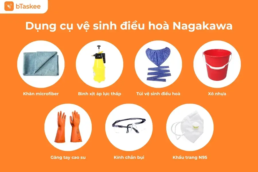 Danh sách 7 dụng cụ vệ sinh điều hoà Nagakawa.