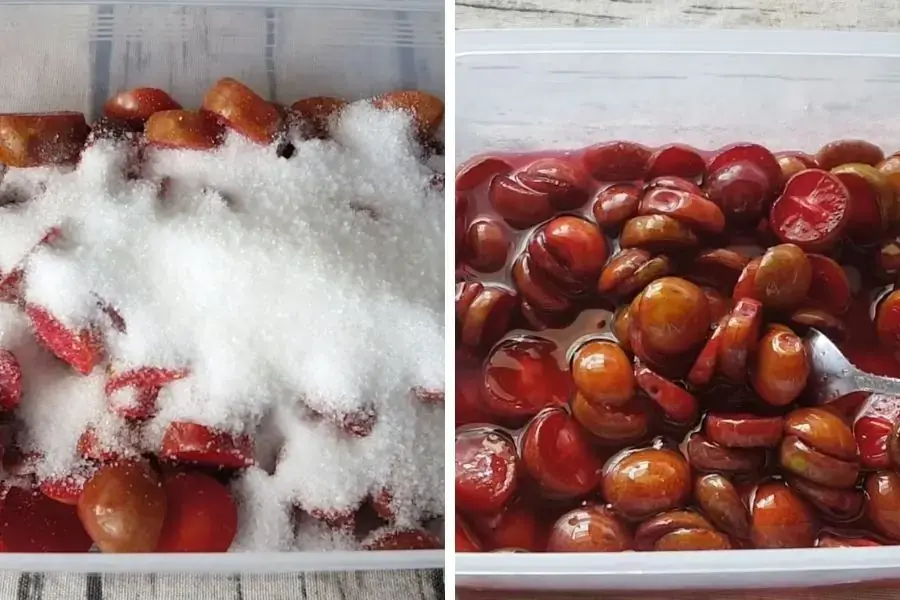 Ướp mận với đường