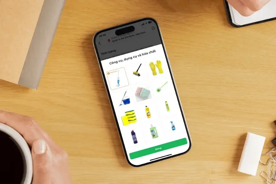 Bộ dụng cụ Tasker được trang bị được hiển thị đầy đủ trên app.