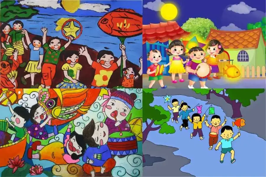Cho bé thỏa sức sáng tạo với ý tưởng trang trí Trung thu đơn giản bằng tranh vẽ.