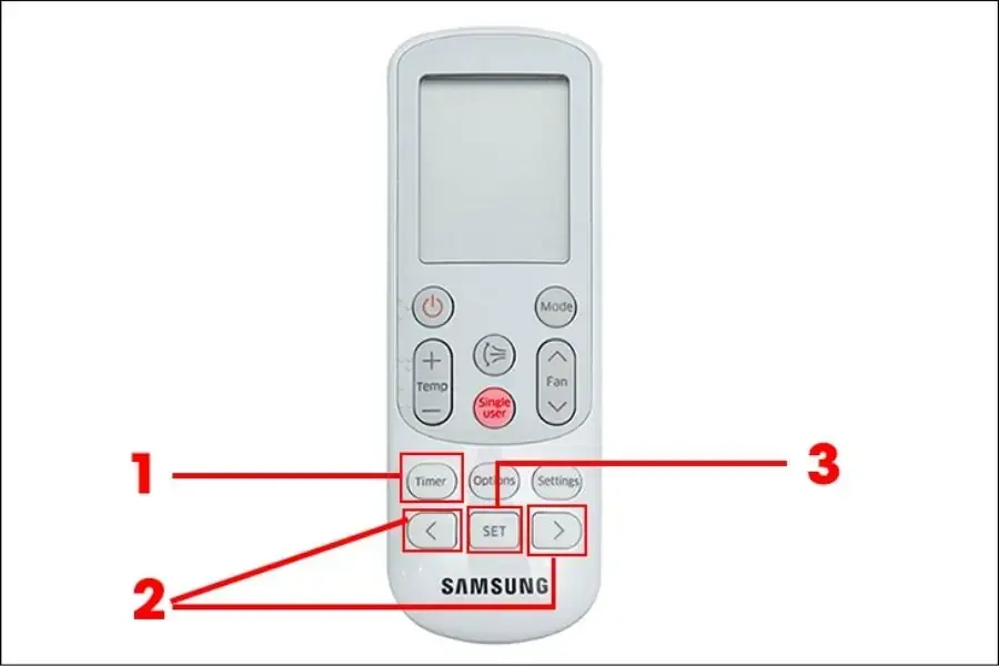 Các bước hẹn giờ máy lạnh Samsung (Hình ảnh: Menleads)