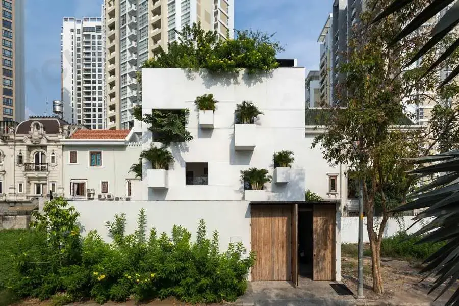 Thiết kế sky house nhỏ nhắn với hệ thống cây xanh bao quanh
