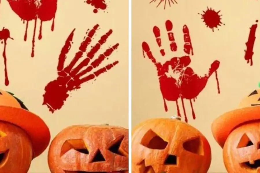 In hình bàn tay kinh dị để trang trí Halloween đơn giản, nhanh chóng.