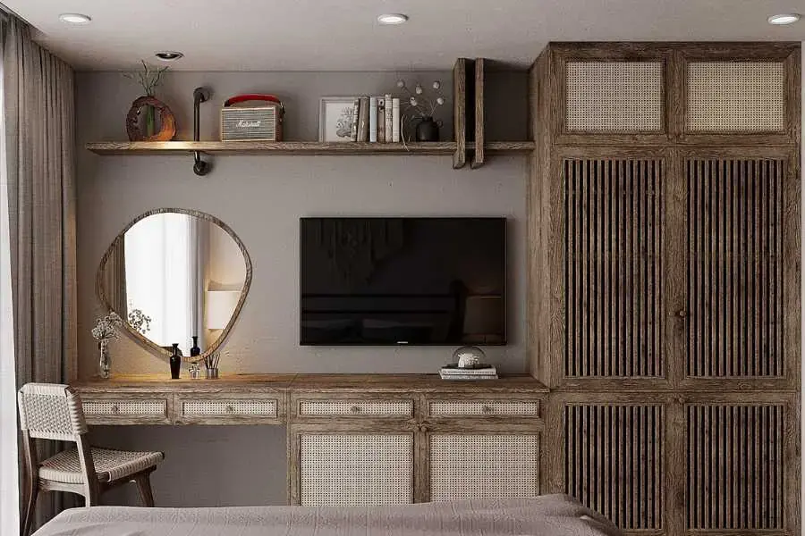 Tủ quần áo phong cách wabi-sabi mộc mạc nhưng cũng rất hiện đại