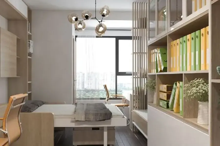 Tách biệt không gian bằng việc sắp xếp tạm thời các kệ hoặc tủ đơn giản