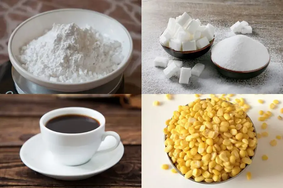 Chuẩn bị nguyên liệu làm bánh da lợn cafe.