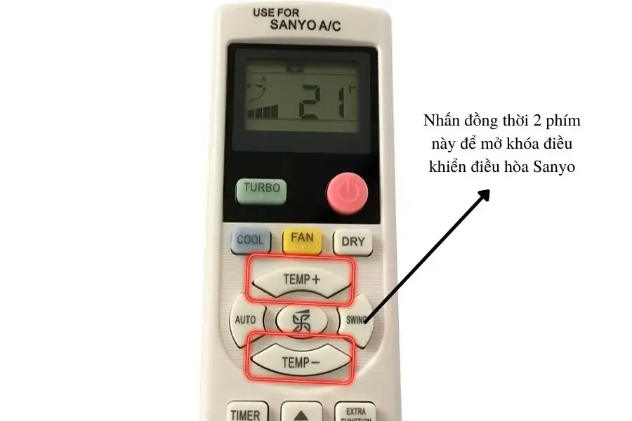 Cách mở khóa điều khiển điều hòa Sanyo