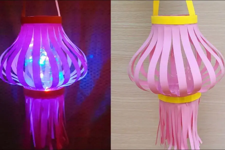 Sáng tạo với chiếc đèn trung thu màu hồng xinh xắn.