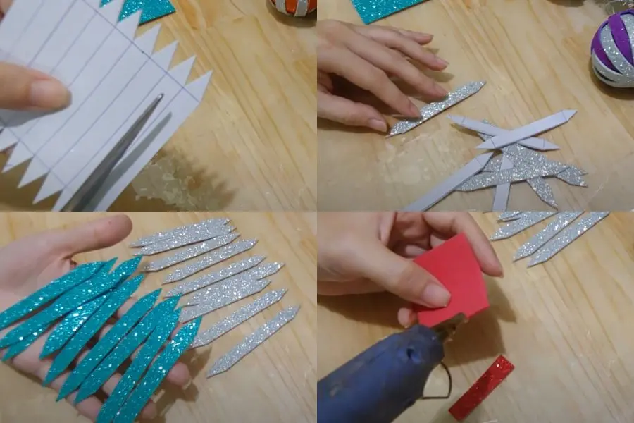 Cắt tấm bìa xốp thành các sợi rộng 1cm.