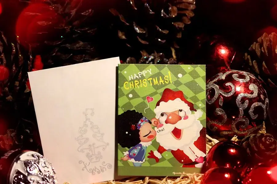 Thiệp để bé viết thư cho ông già Noel bằng tiếng Anh.