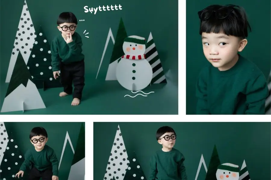 Bắt chụp mọi dáng và cảm xúc của bé để tạo nên bộ hình Noel riêng biệt, đáng yêu.