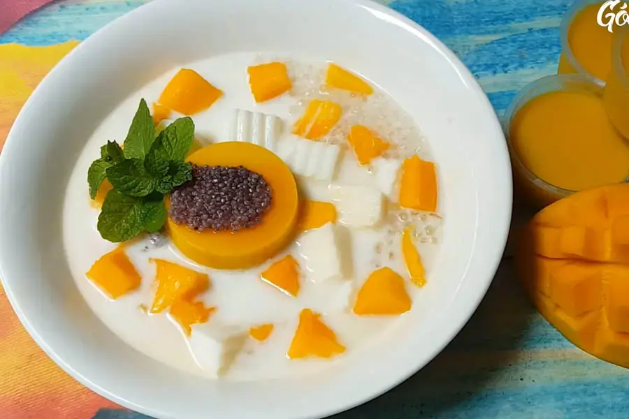 Thành phẩm chè xoài pudding