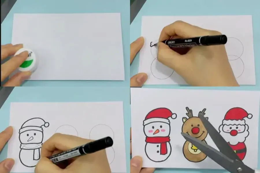 Vẽ Ông già Noel và cắt.