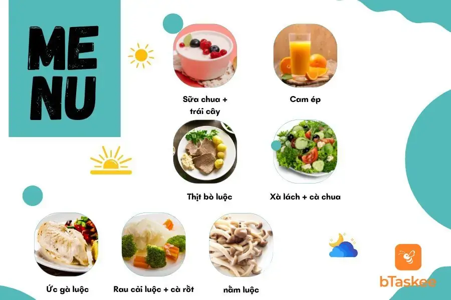 Menu giảm cân với rau luộc ngày 2