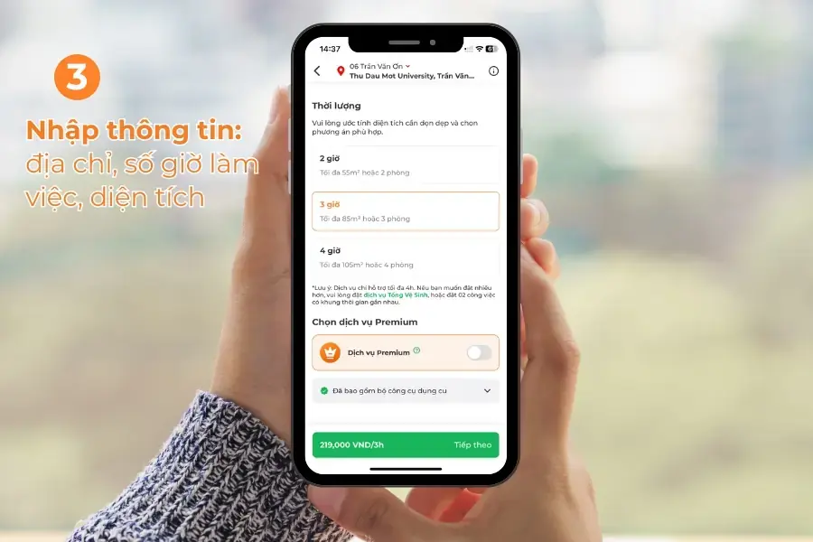 Nhập đầy đủ thông tin theo nhu cầu.