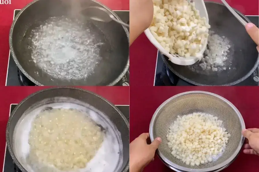 Công đoạn trụng củ năng