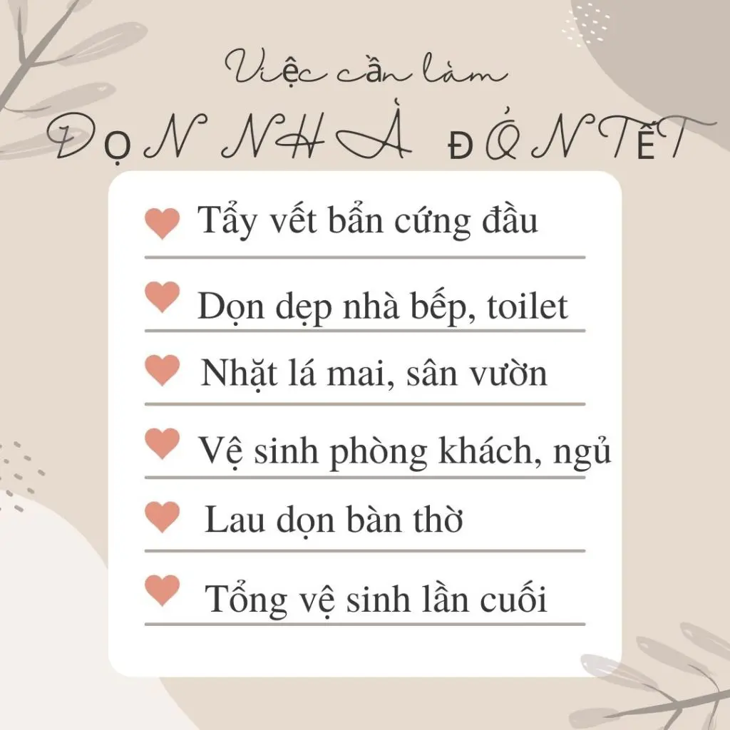 Lên kế hoạch dọn nhà đón Tết