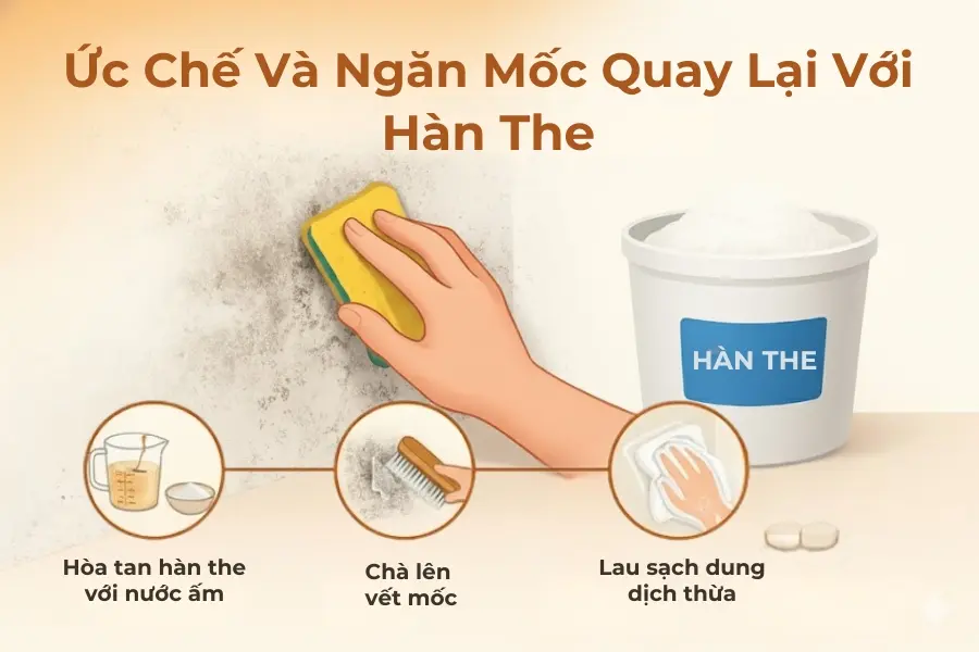 Quy trình sử dụng hàn the ức chế mốc tường.