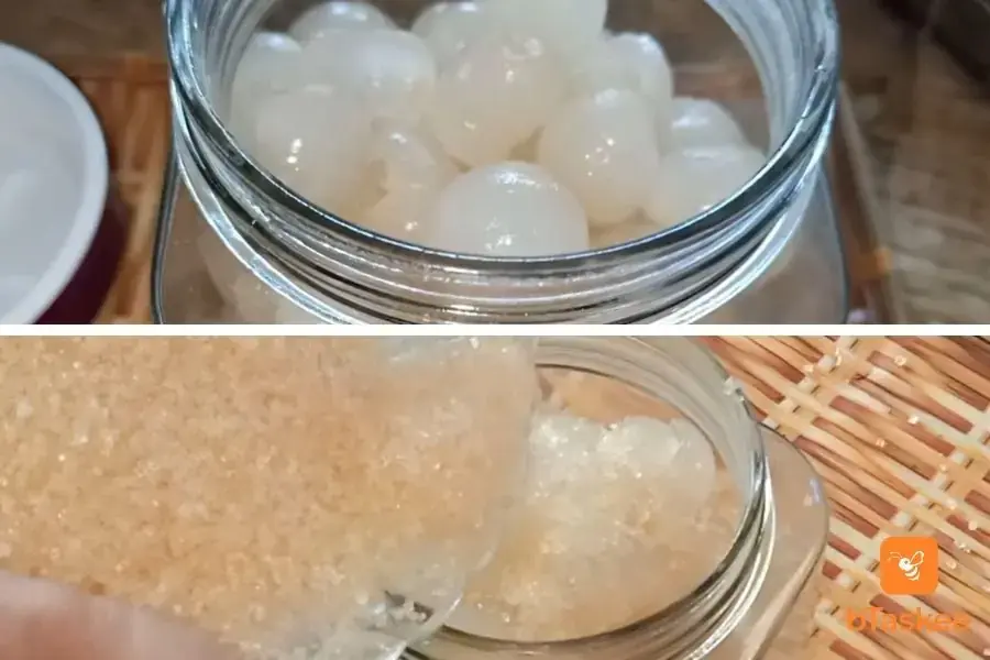 Ướp nhãn với đường.