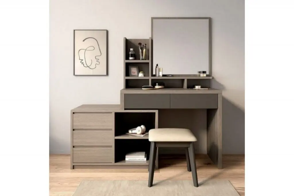 Bàn trang điểm thông dụng được trang bị đầy đủ bộ phận chức năng