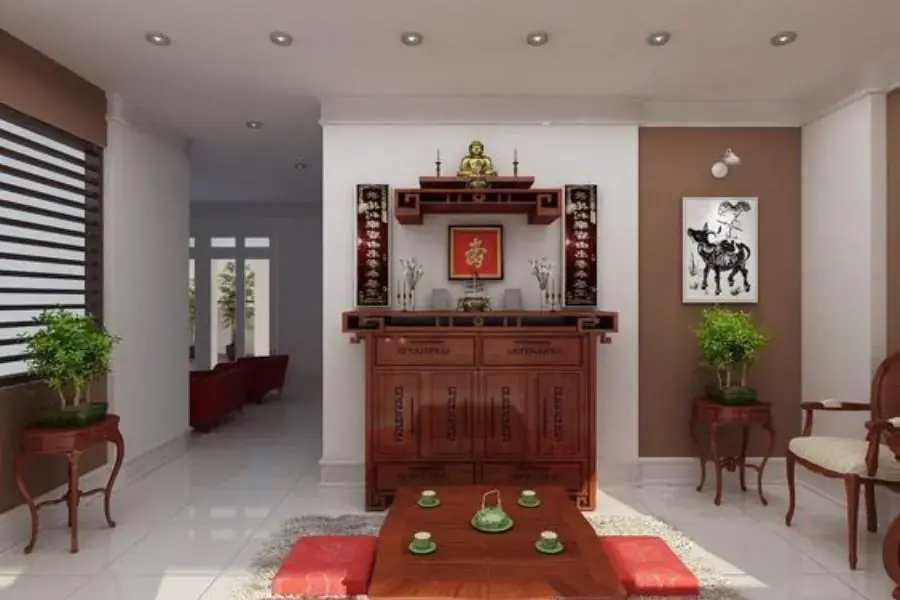 Sự nghiêm nghị, thoáng mát của phòng thờ