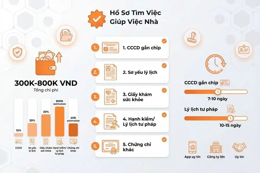 Để xin việc giúp việc nhà, có 5 loại hồ sơ cơ bản mà bạn cần chuẩn bị.