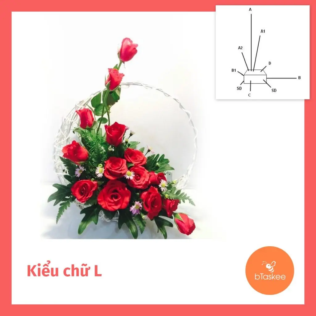 Cắm hoa kiểu chữ L đòi hỏi người cắm cần phải tạo ra sự cân bằng cho lọ hoa