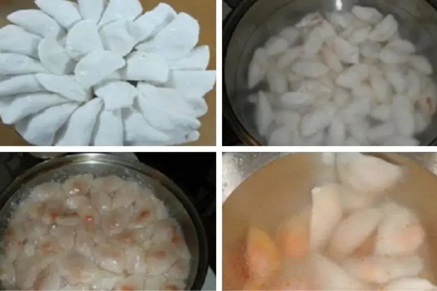 Nấu nước luộc bánh.