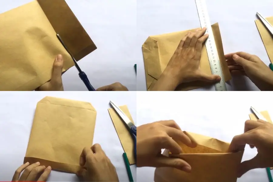 Thực hiện làm đầu túi handmade giấy xi măng.