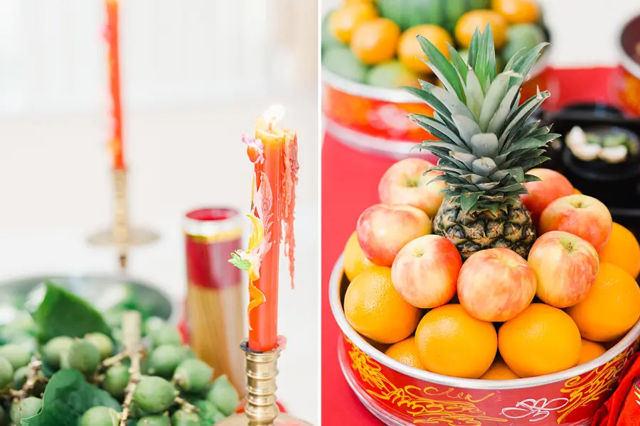 Mâm trái cây là sính lễ không thể thiếu khi làm lễ rước dâu.