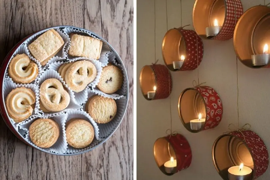 Thắp sáng đêm Noel ấm áp với giá đỡ nến từ hộp bánh ngọt.
