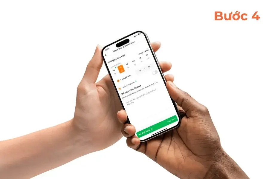 Chọn ngày tasker đến nhận việc.