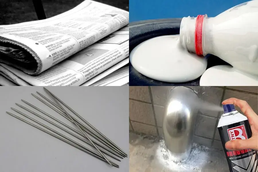 Những nguyên liệu không thể thiếu để làm cây thông bằng tờ báo cũ.