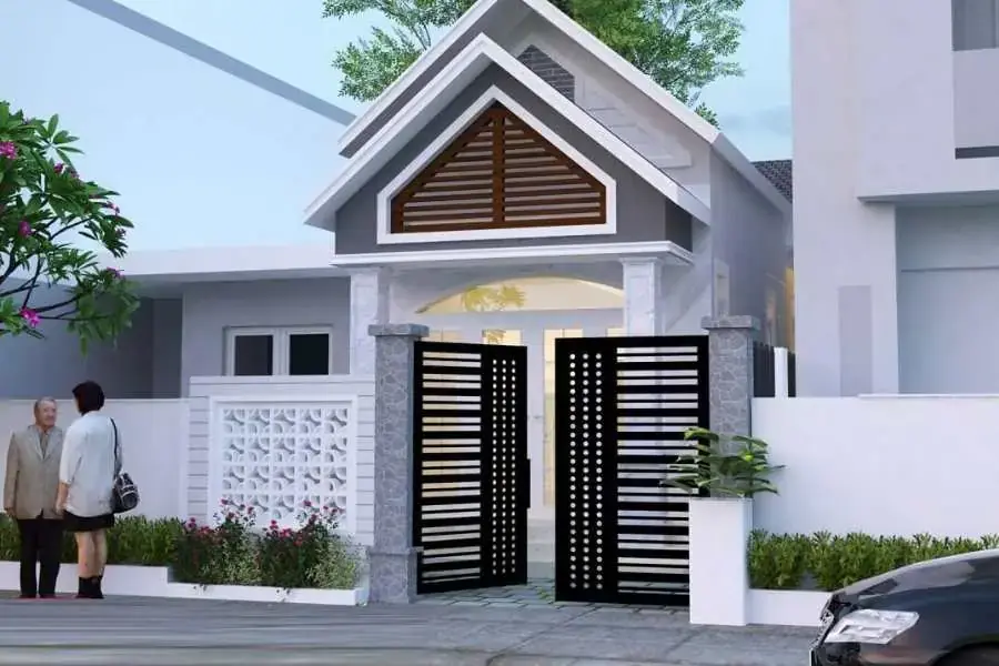 Hàng rào và ngôi nhà được thiết kế hài hòa về kiến trúc