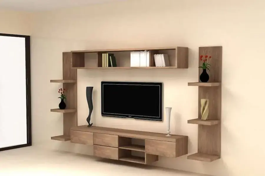 Đặt kệ ở không gian phòng khách rộng rãi để phát huy hết vẻ đẹp của không gian