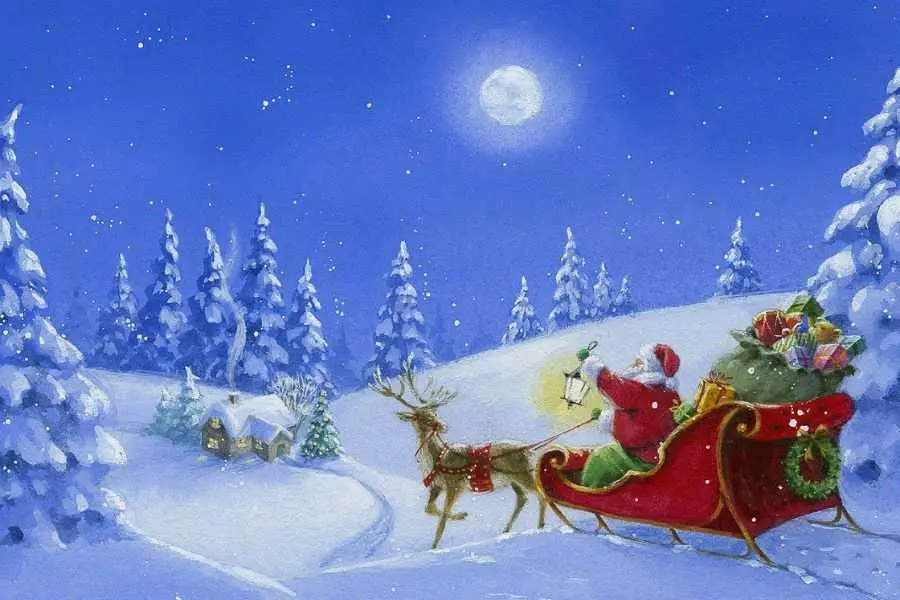 Ông già Noel trên những ngọn đồi tuyết.