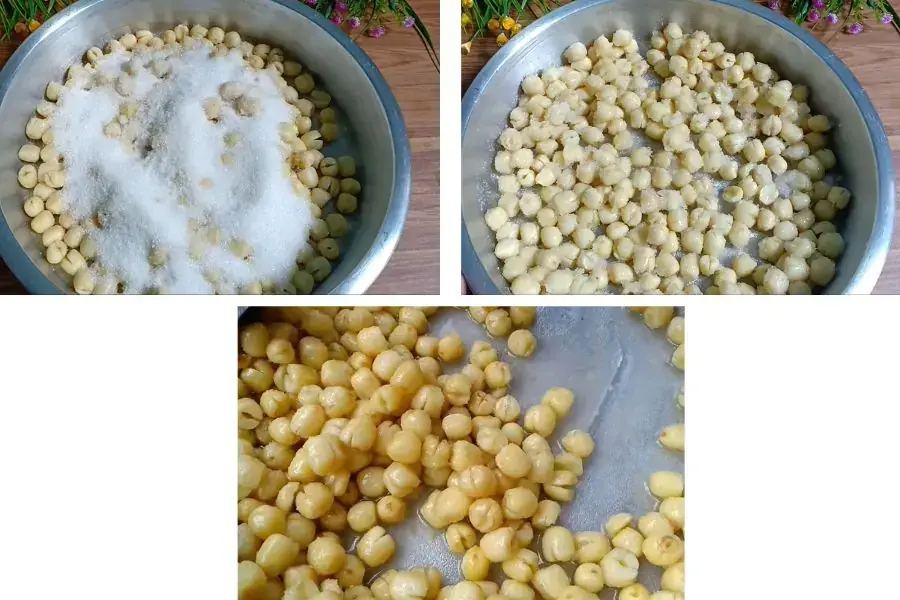Ướp hạt sen với đường.