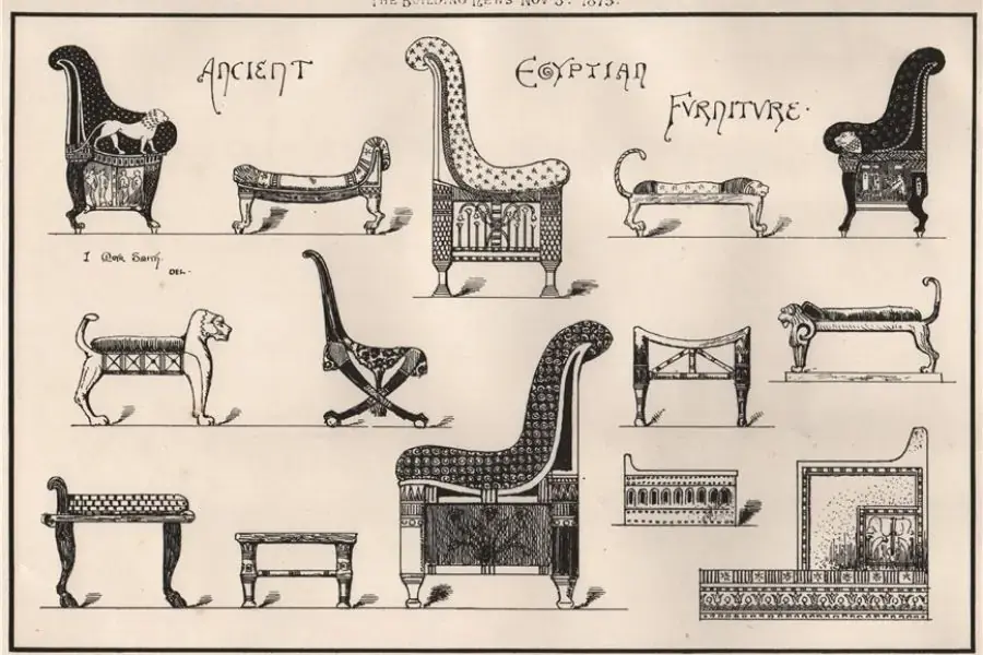 Mẫu ghế sofa thời kỳ Ai Cập cổ đại (Hình ảnh: Antiquemapsandprints)
