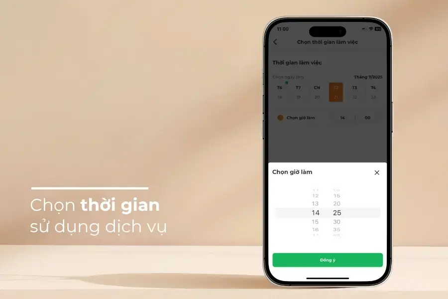 Nhập thông tin ngày & giờ.